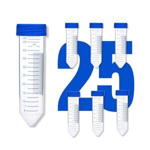 50mL Conical Centrifuge Tubes w Screw Lids 25 Pack Plastic Test Tubes Med Supply